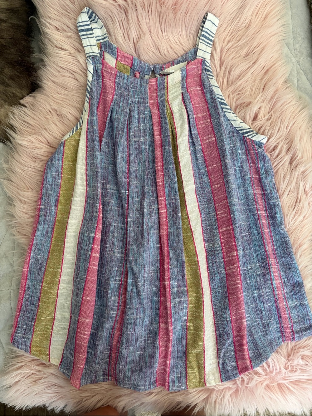 Anthropologie Striped Sleeveless Tank in Pink, Blue & Cream Size M